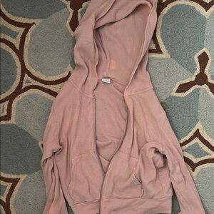 Pink Hooded Zip-Up Sweater
